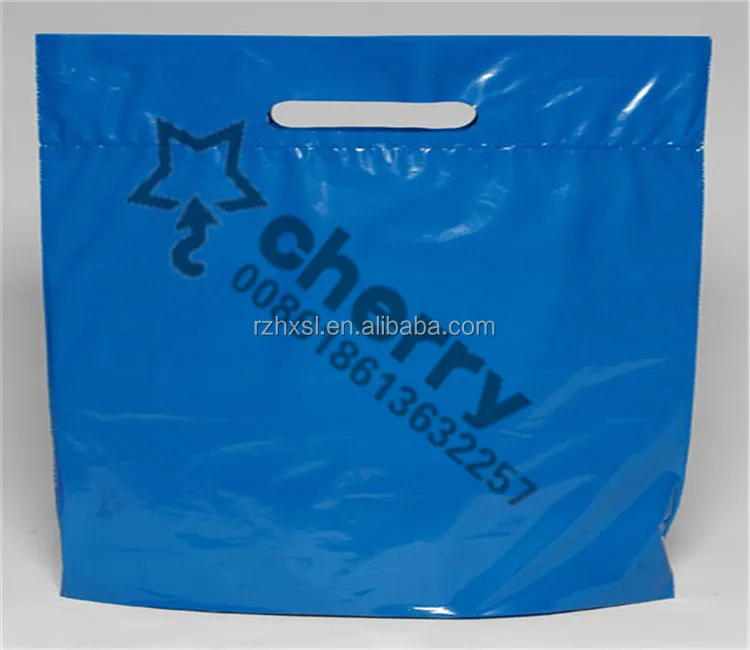 LDPE die cut handle bag/Punch Hole polybag/plastic packing bag