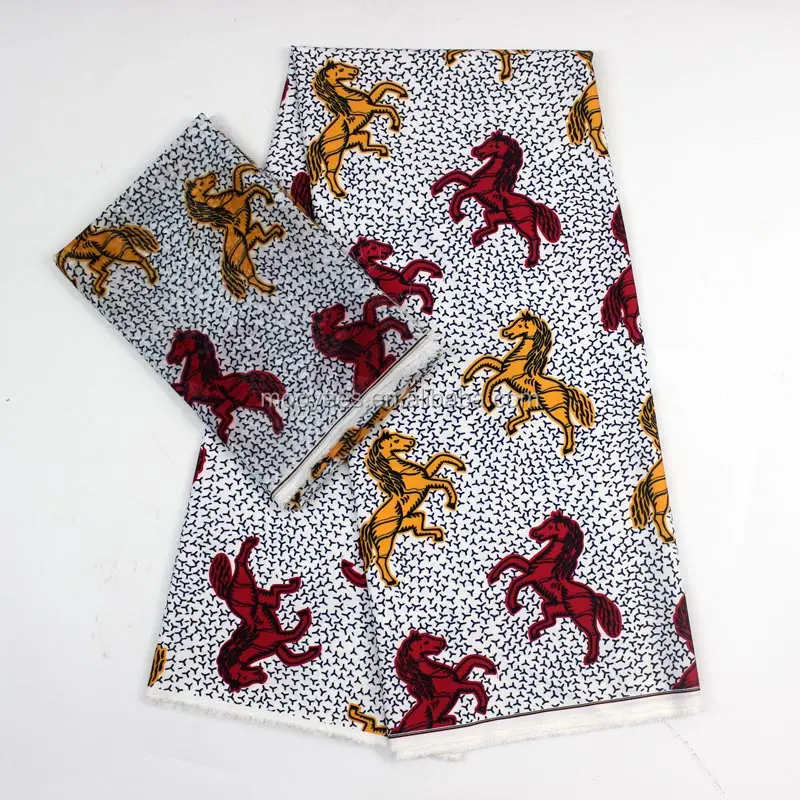 horse design lady fashion african wax printed chiffon fabric silk 6yards