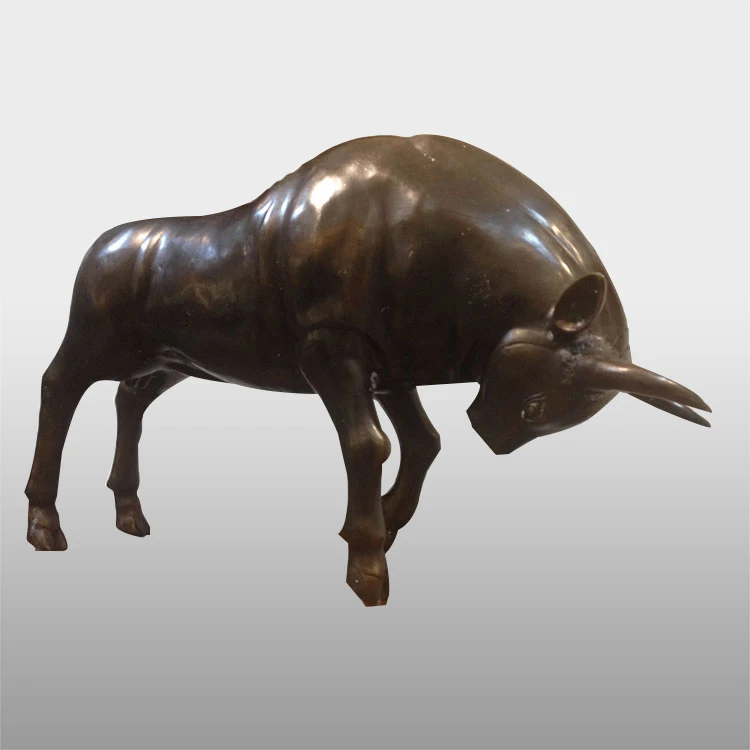 Garden decor antique bronze wall street bull statue
