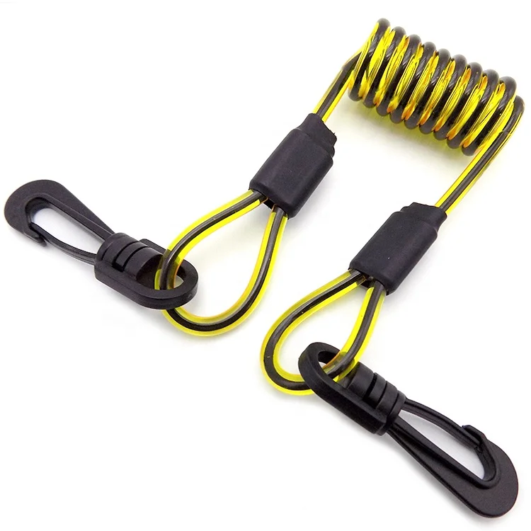 Guofeng coil lanyard with double plastic double snap hooks for safety