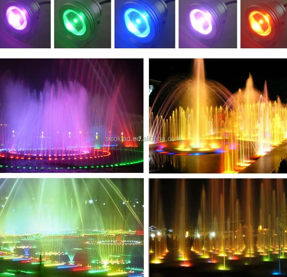 16 Colors 10W DC 12V RGB LED Underwater Fountain Light 1000LM Swimming Pool Pond Tank Aquarium LED Light Lamp IP68 Waterproof