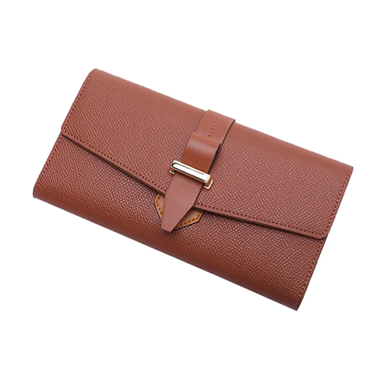 Tri-fold designer ladies long style wallet women leather clutch purse