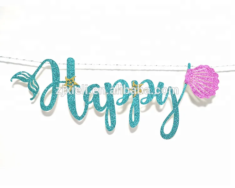 Happy Birthday Banner Mermaid Magical Sparkle 3d Shadow Happy Birthday Banner Photo Shoot Prop Party Decor Mermaid Theme