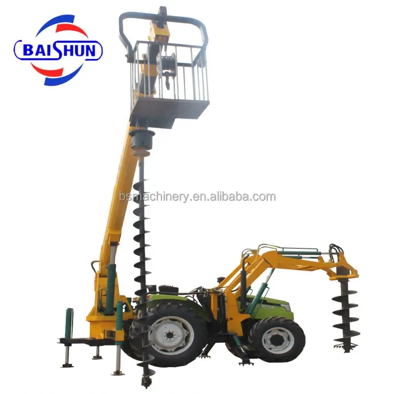 Electric Pole Installation Machine With Solar Pit Digger Spiral Earth Auger Hole Drilling Piling Machine