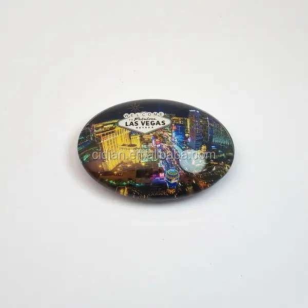 Hot Selling Oval Shape Scenery Style Glass Fridge Magnet Gift Refrigerator Magnet