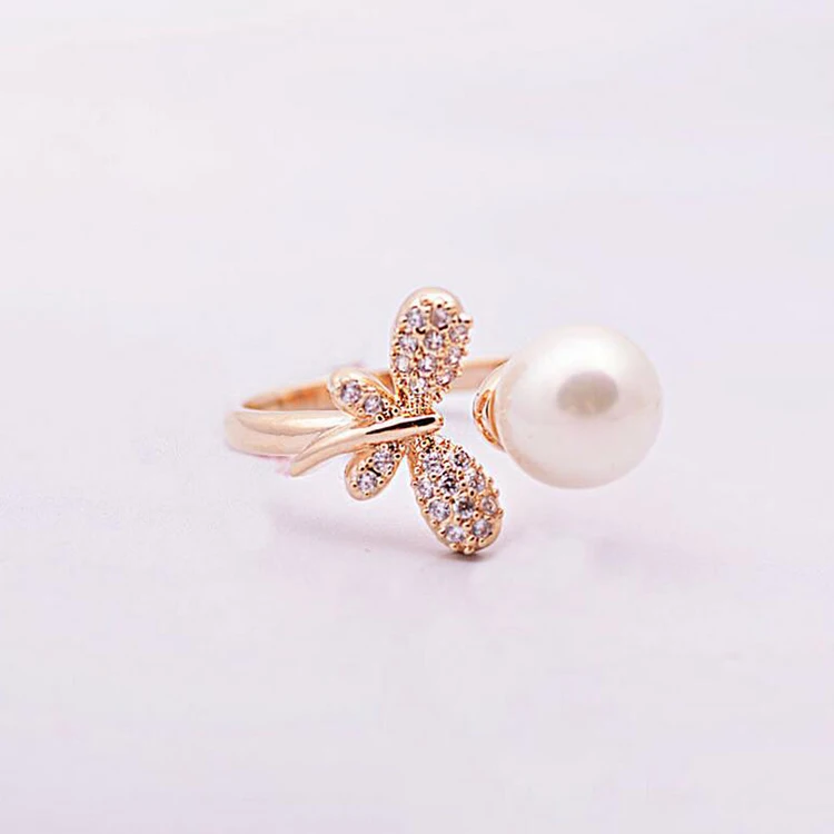 Fashion jewelry cute gold plating dragon ball pearl rings for women
