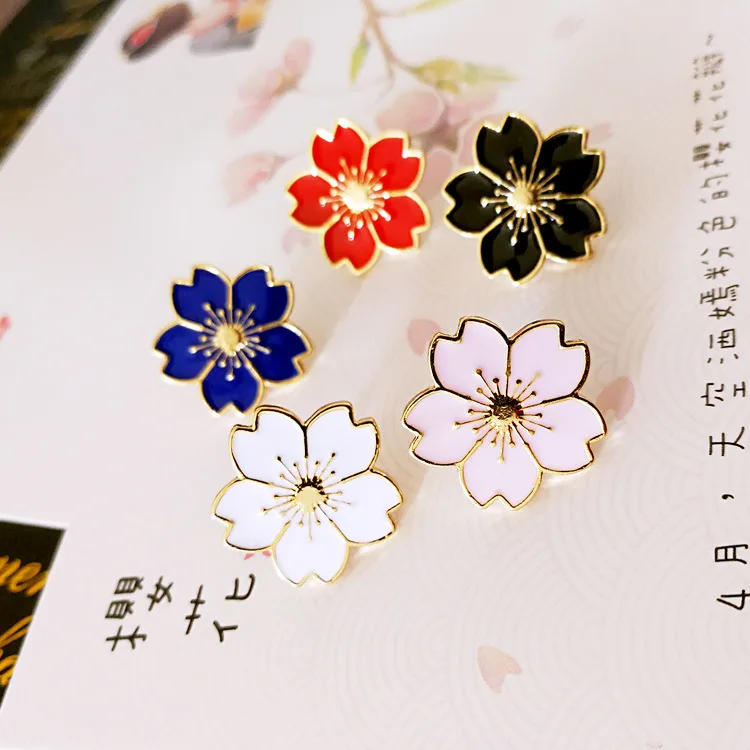 2019 female sweet cherry blossom brooch flower collar lapel pin badges