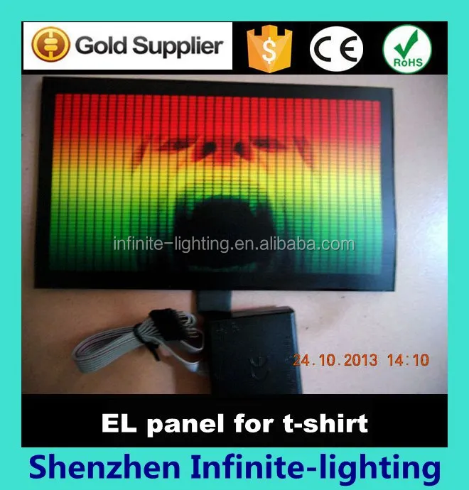 Luminous Electroluminescent Panel Plus Battery Pack Flashing Equalizer T-shirt Panel Night Club Lights Led El logo 50pieces/Lot