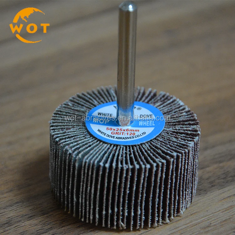 China Manufacture Grinding Wood 25x25x6mm Abrasive flap wheel with shaft
