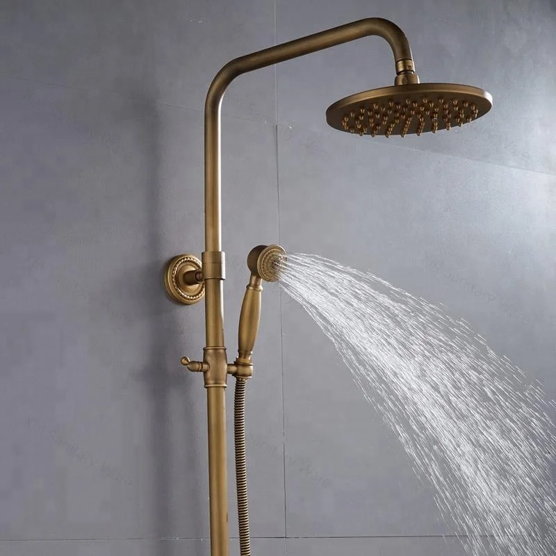 European antique brass shower set dual handle bronze bath shower faucets SF0260