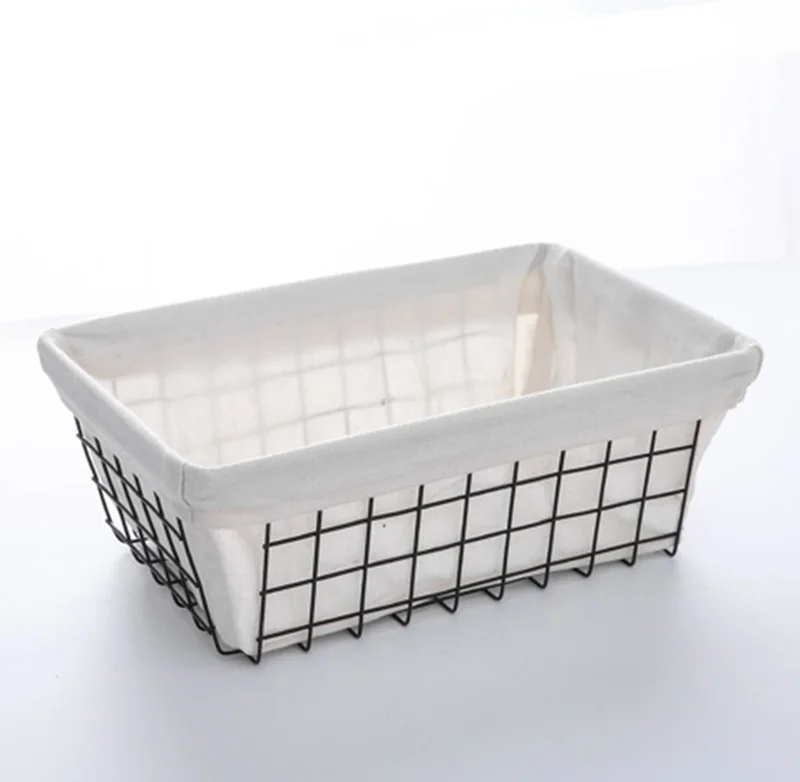 Kitchen Accessories Online  Shopping  Metal Wire Cotton liner Storage Basket Bin
