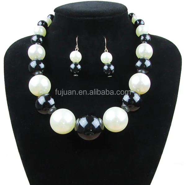
2016 Custom Beads Big Pearls New Design Pearl Jewelry Set For Wedding 