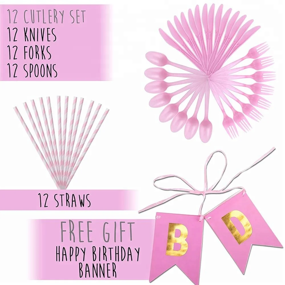 Товары для вечеринки в виде единорога, розовые 72 штуки в упаковке, детский Радужный набор для вечеринки в честь Дня Рождения с бонусом, баннер на день рождения