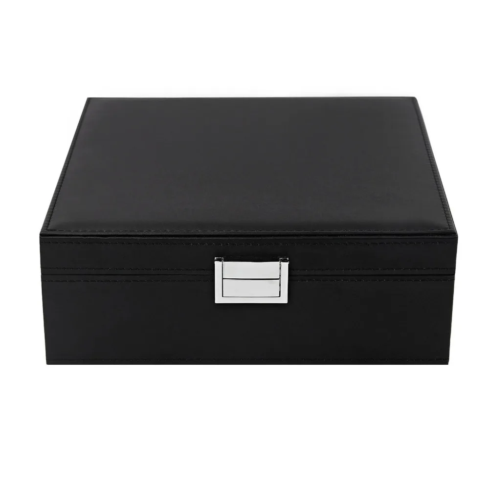 
factory in dongguan PU/PVC leather black mirror antique high-end jewelry storage case 