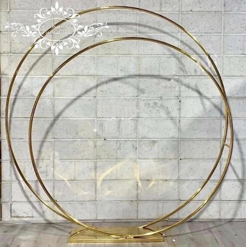 Double Ring Circle Golden Color Stainless Steel Wedding Backdrop Made by Occasions Furniture