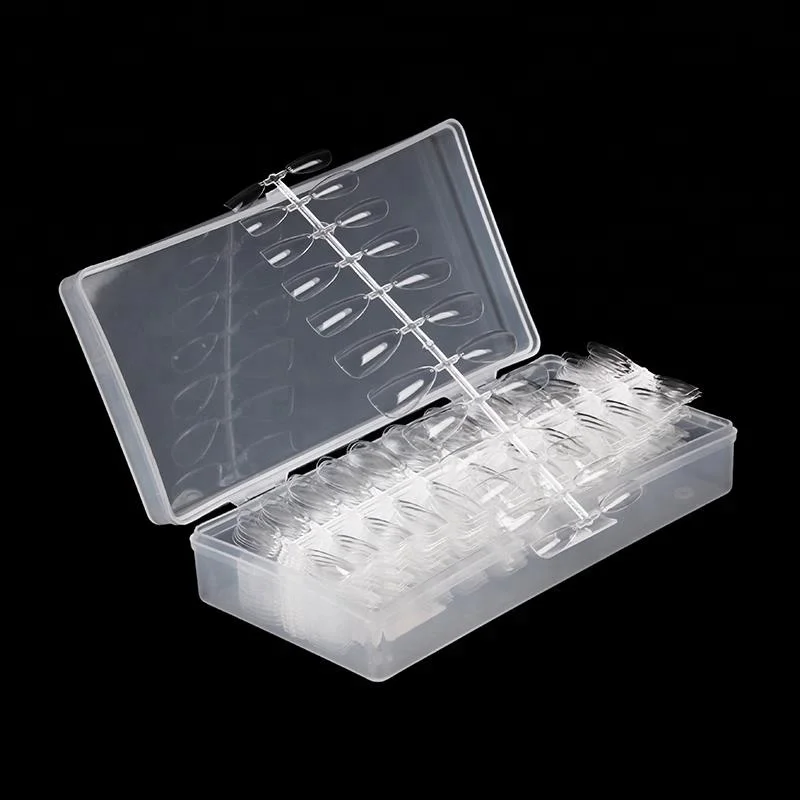 Super Clear Almond 12 size Short Acrylic Nail Art Tips Gel Material Wholesales Price