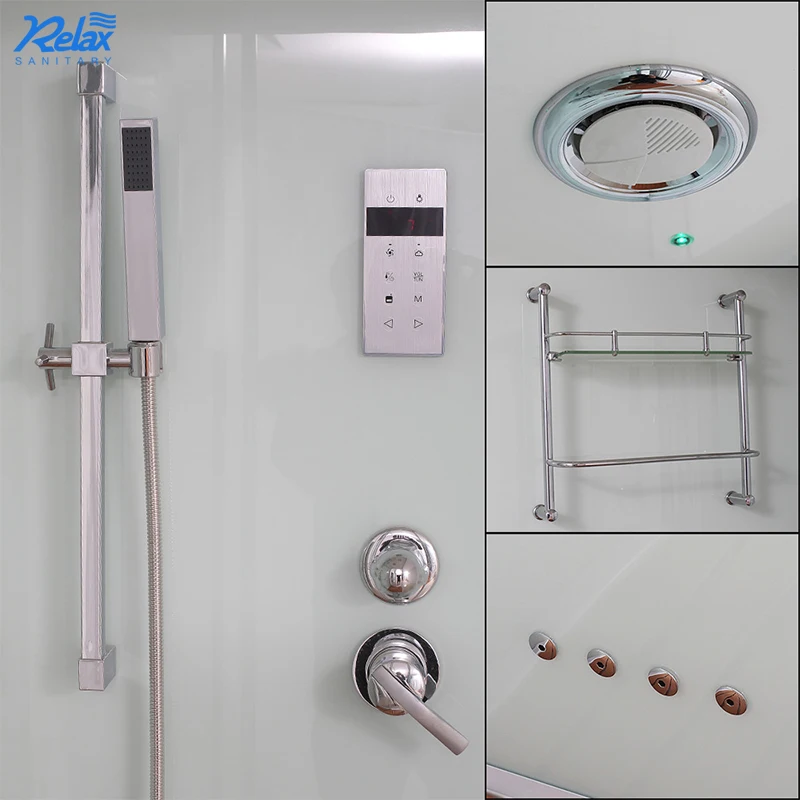 Walk in shower sliding door square shower room white luxury toilet shower enclosure