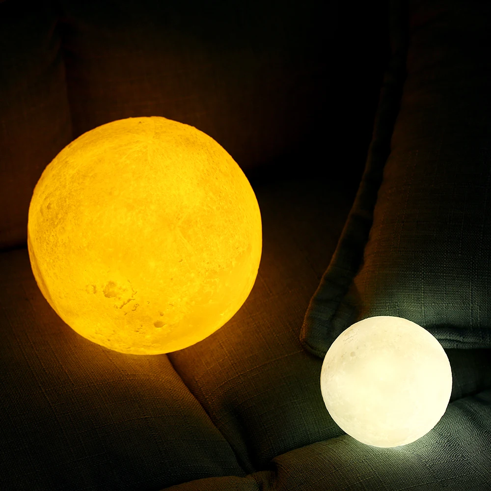 Moon Light - 3d Printing Light - Moon Lamp 3d - Warm and White Touch Control Brightness with USB Charging