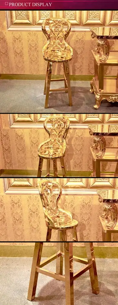 
Innovative design Hot sale modern gold stainless steel high bar stool four legs bar chair 