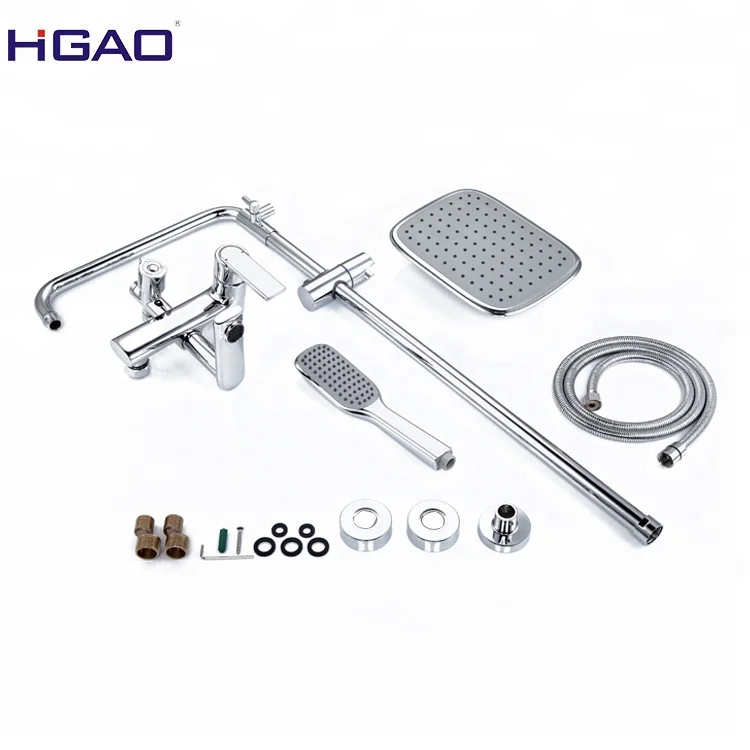 Hot Selling Modern Square Wall Mounted Shower Hot and Cold Mixer with Thermostat for Bathrooms Brass Material Chrome Finish