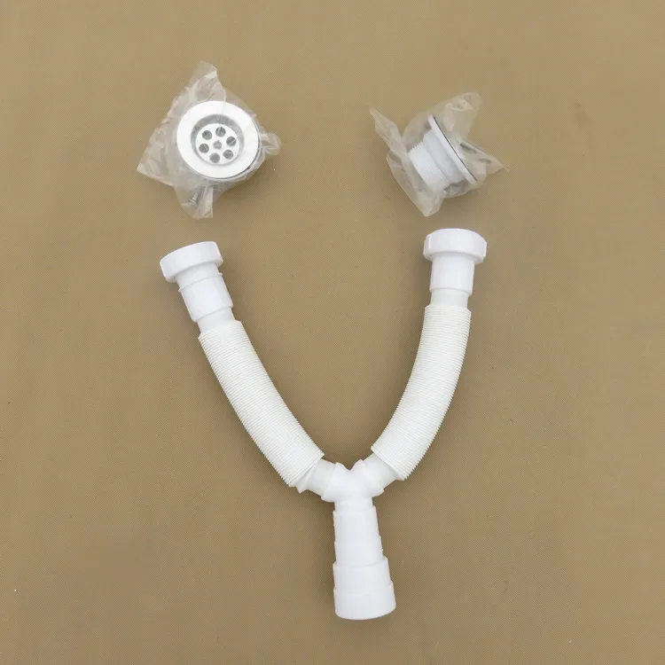 Double plastic drain hose sink waste hose crinkle hose flexible pipe