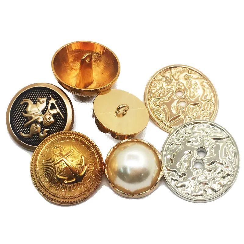 Luxury Zamac Combined Flat Blouse 2-Hole Custom Made Pearl Printed Metal Children Mini Button Black