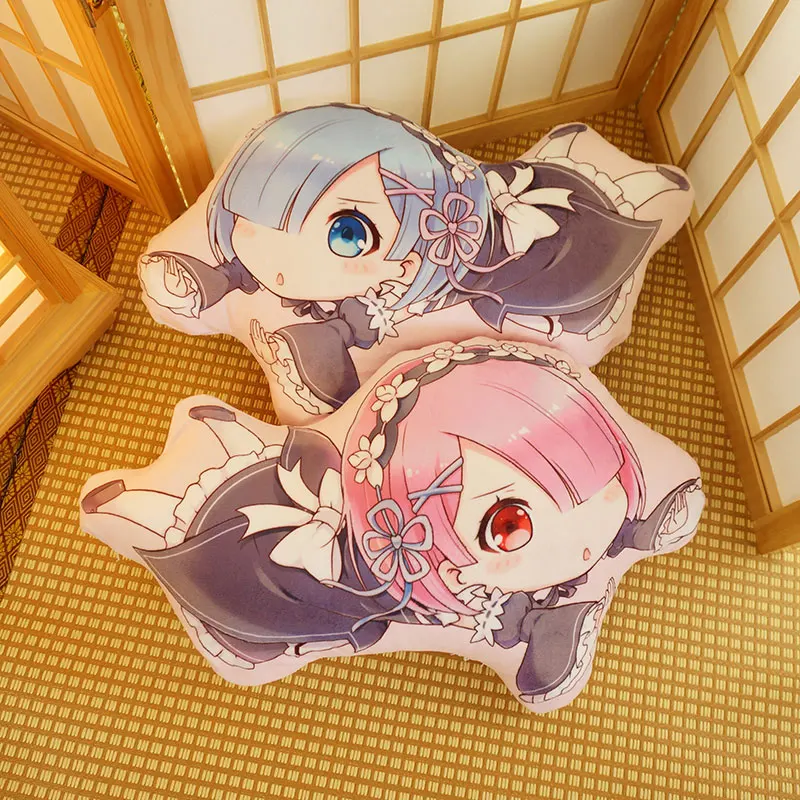 irregular shaped doll-like re: zero ram custom printed pillow cover