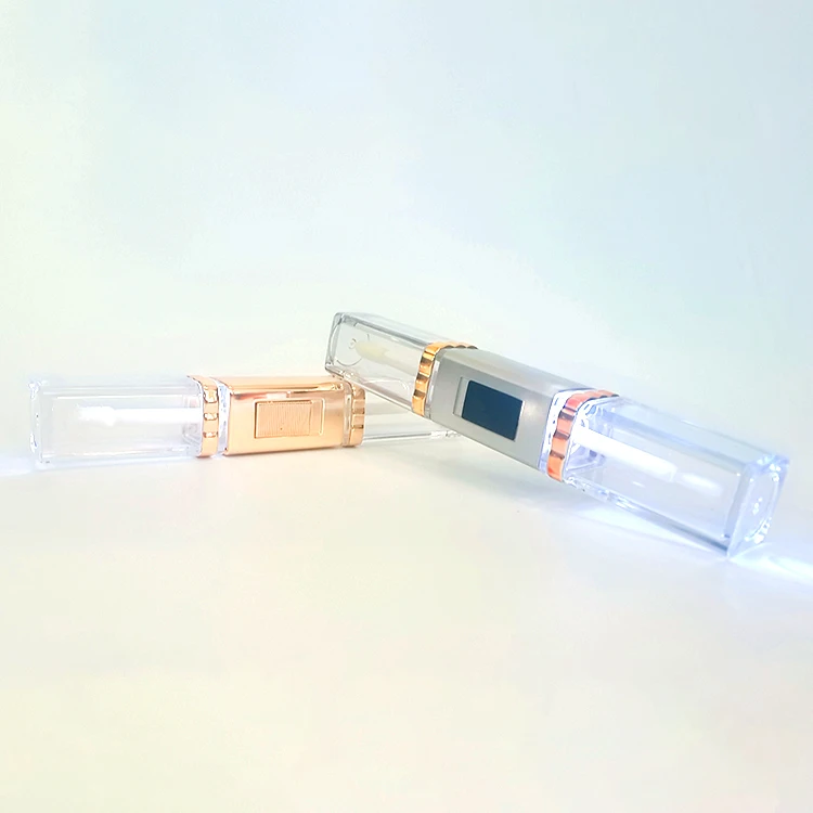 empty double end square LED light lip gloss tint oil lipgloss packaging bottles liquid lipstick containers tubes custom logo