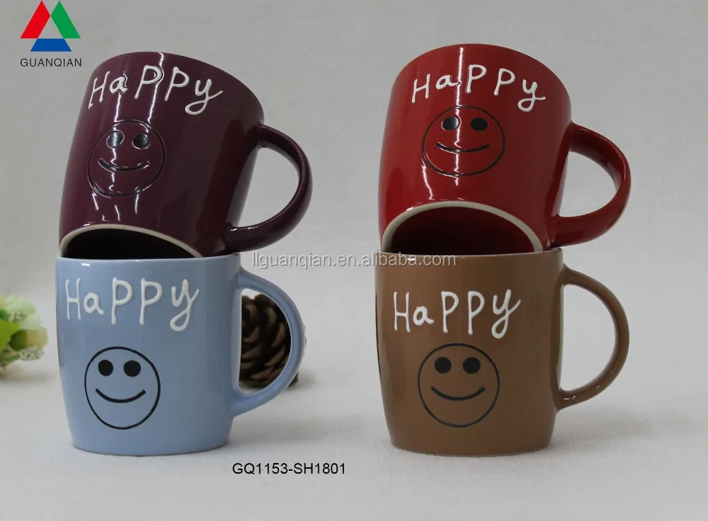 Hot-sale a ceramic mug with smile on it 13 oz