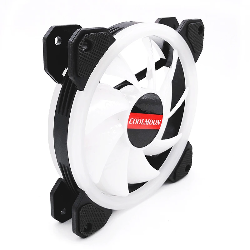 Coolmoon Sunshine 2 Factory Price PC RGB fan cooler Controller RF remote control Double aperture computer case 120mm rgb fan