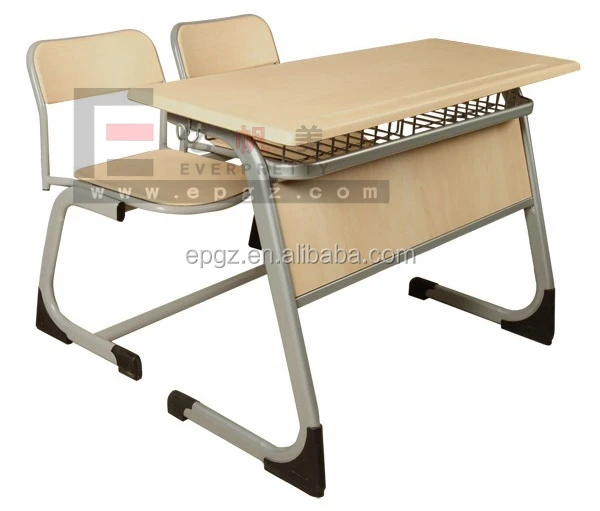 High Quality Latest Design Modern Style Wholesale School Supplies College School Double Desk Tables and Chairs