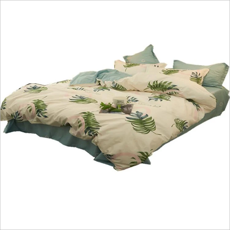 Factory Direct Sale Tropical Rain Forest Style Small Fresh Cotton-Like Four Pieces Bedding Sets
