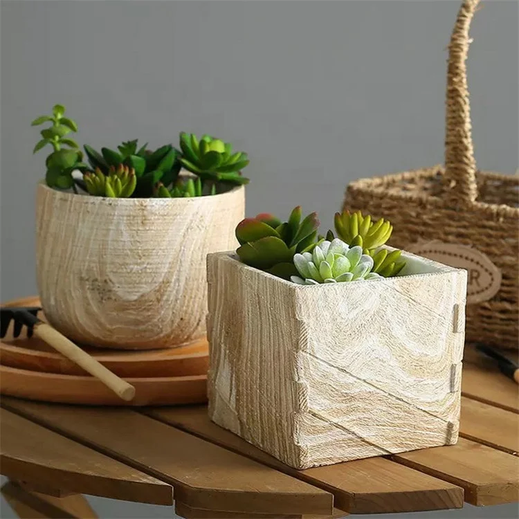 2019 new design home decor succulent plants wooden flower pot indoor outdoor molds for concrete planters