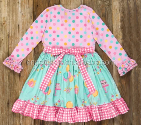 pretty gift printing party dress wholesale princess dress most popular boutique girl clothes