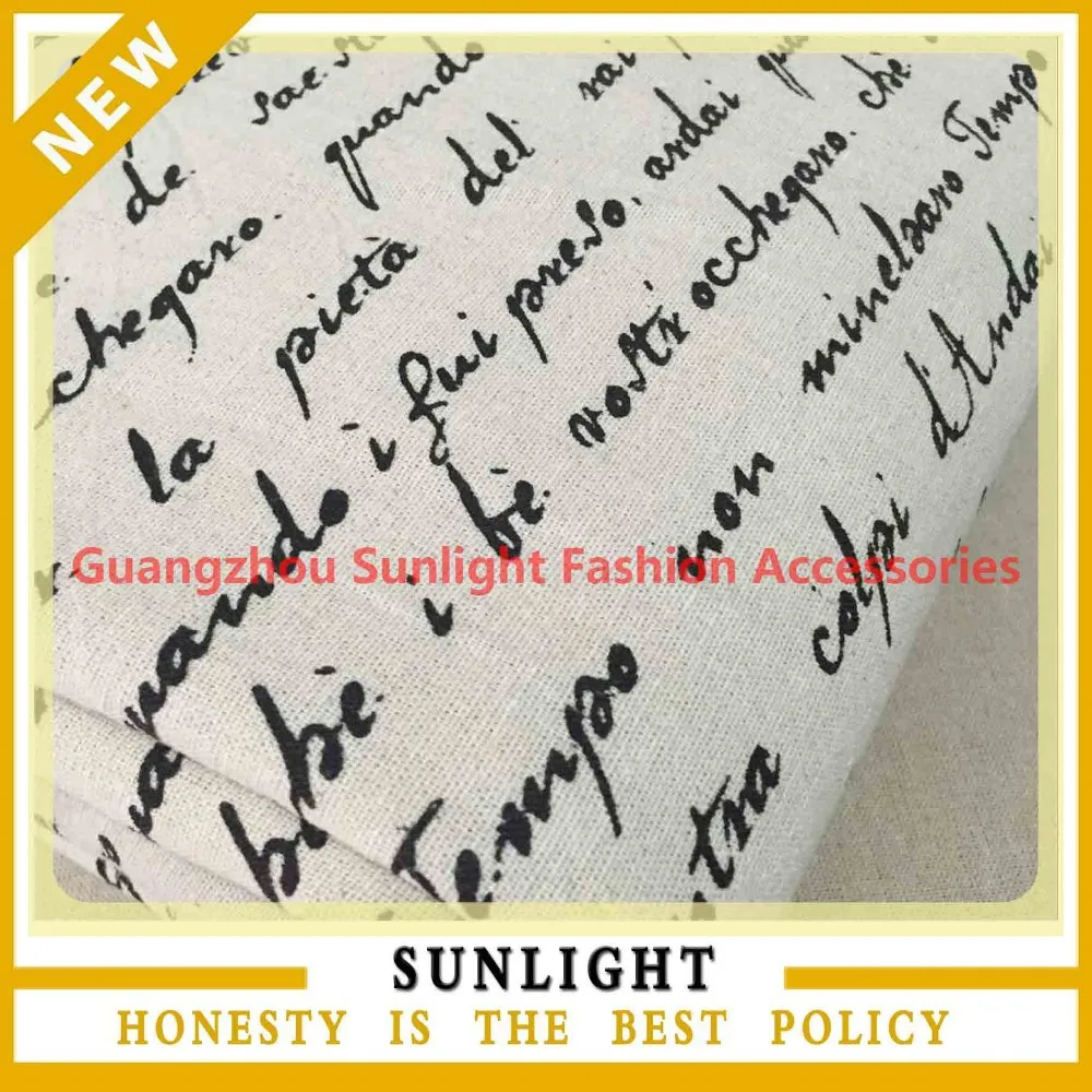 hot sale letters printed linen fabric wholesale