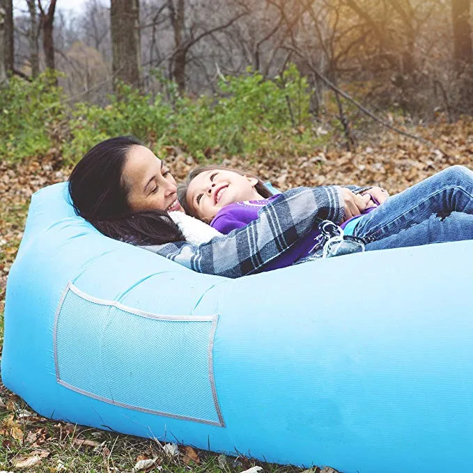 Outdoor Inflatable Lounger Air Sofa Lounge with Pillow Headrest 