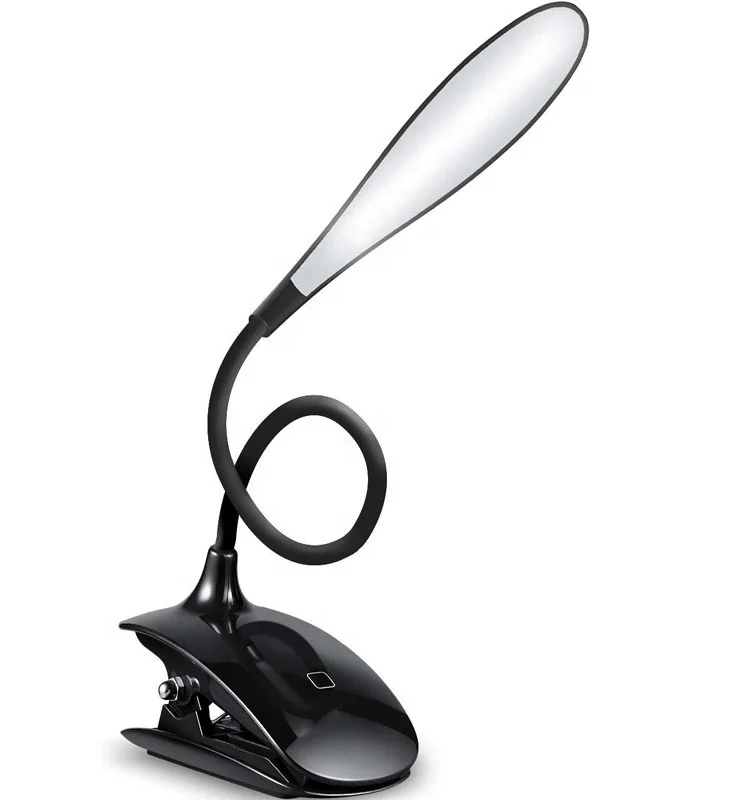 Rechargeable 16 LED Book Light Clip on Reading Light Flexible Desk Lamp with Touch Switch 3 Levels Brightness Eye-Care