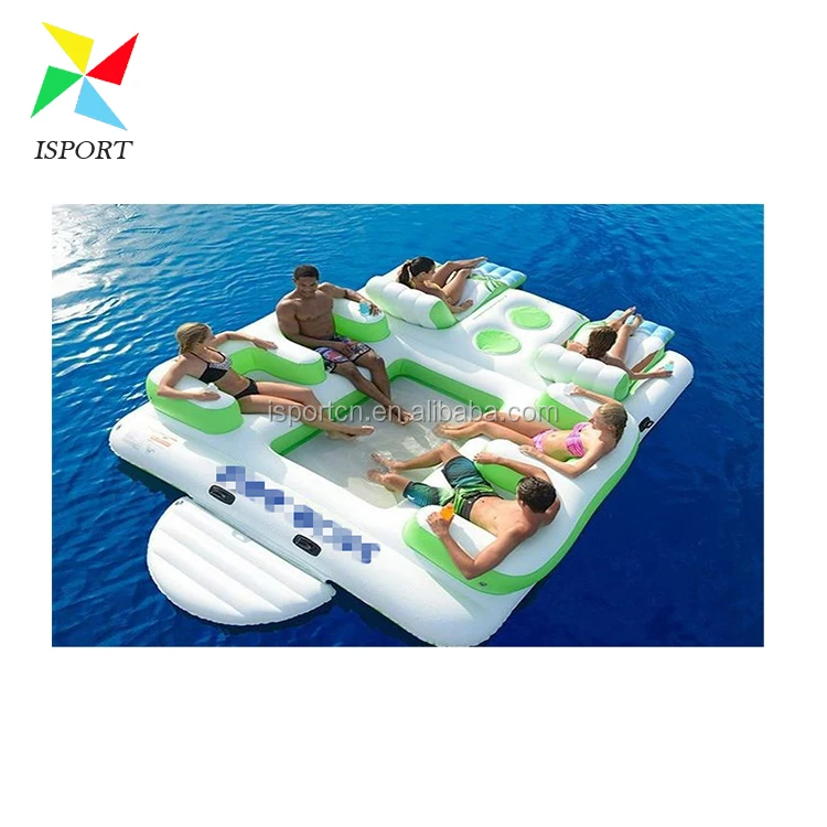 Надувной водный плавающий остров на 6 человек/надувной остров для отдыха, надувной водный плавающий остров