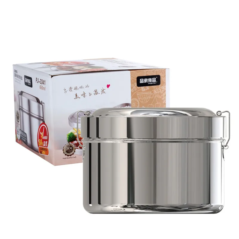 Pinkah high quality round kids adult double wall 304 stainless steel vacuum thermal lunch box