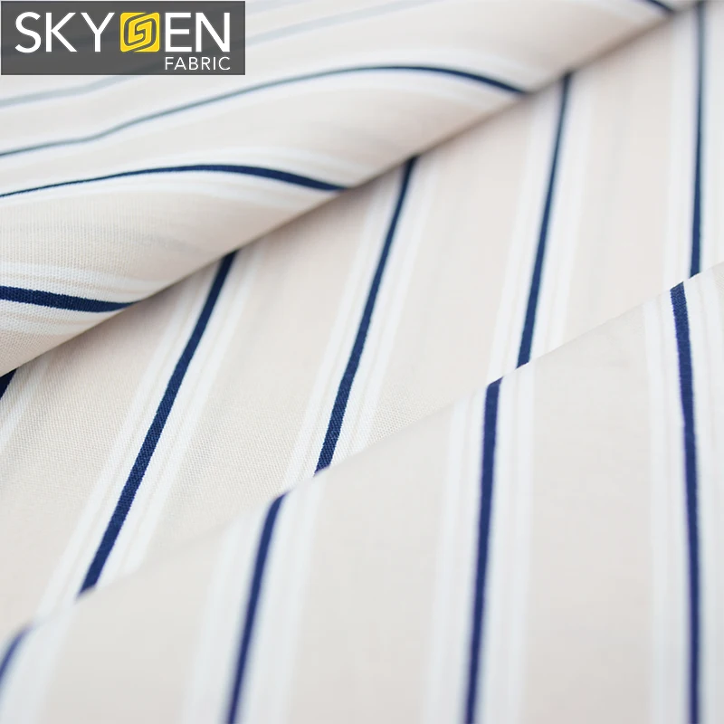 Skygen soft plain weave cotton stripes white black striped custom printed cotton fabric