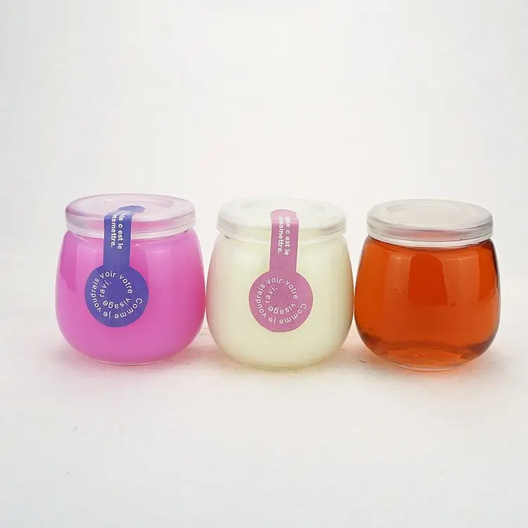 100ml 200ml 300ml fatter pudding glass jar with plastic caps