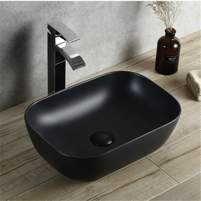 matte black bathroom oval ceramic basin for washing