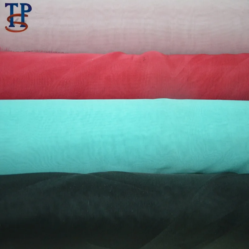 
solid plain dyed 100% pure silk organza voile gauze fabric 