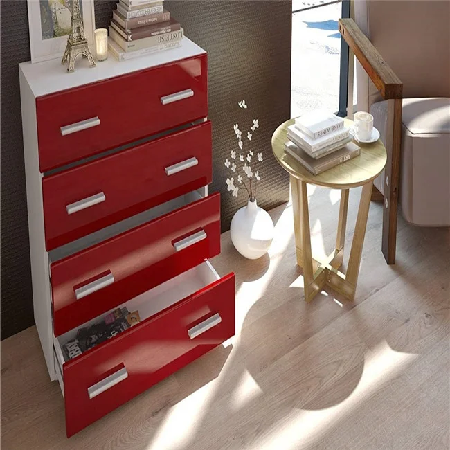 High Gloss Matt MDF White Modern Design Chest of Drawers with 4 drawers for living room Apartment