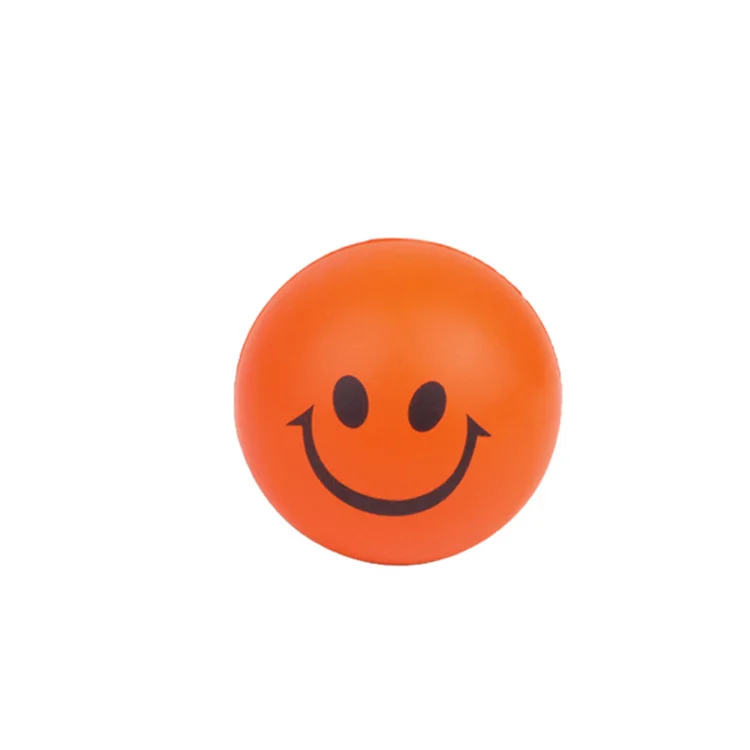 Factory Wholesales Pu Foam 6.3cm Diameter Round Stress ball Smiley Anti Custom PU round stress ball With Logo
