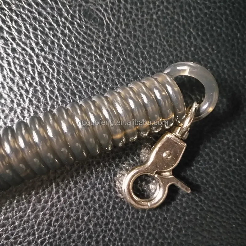 Drop Protecting Coil Lanyard / Plastic Coiled Spring tool safety lanyard / Fishing Rod Spiral Coil lanyard With Stainless Hooks