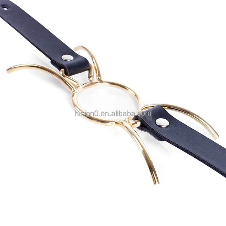 Metal Gold Spider Gag Bondage Mouth Restraint Gag with Adjustable Leather Belt
