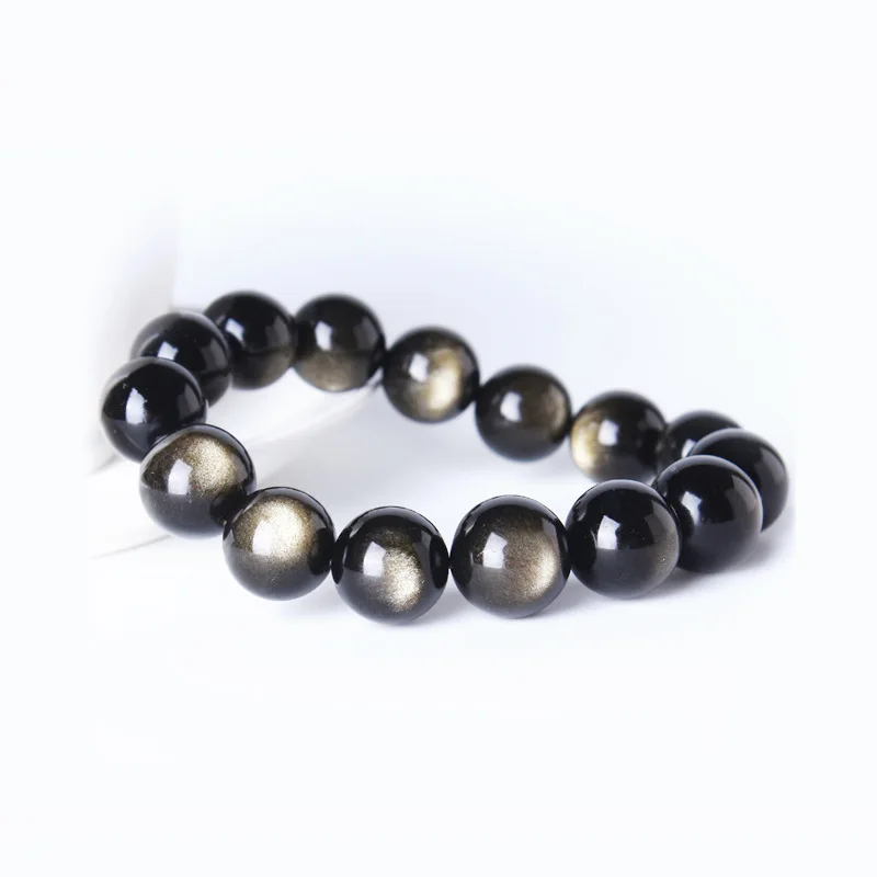 Natural Gold Obsidian Bracelet Single Circle Hand String High Quality Obsidian Bracelet Jewelry Reiki GemStone Beads Obsidian