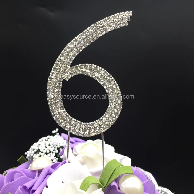 Birthday Cake Topper Wedding Table Numbers Rhinestone Crystal Anniversary Cake Decoration