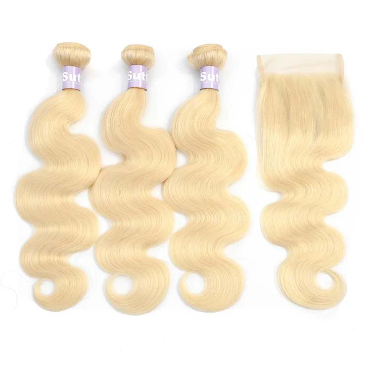 
Wholesale Virgin Hair Vendors 10A Chinese Hair Weaving 100 Human Virgin 613 Blonde Hair Bundles body wave with closure frontal 